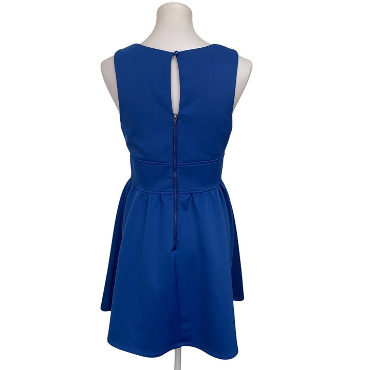 Teeze Me Womens Medium Blue PolySpandex Sleeveless Back Zip Fit n Flare Dress