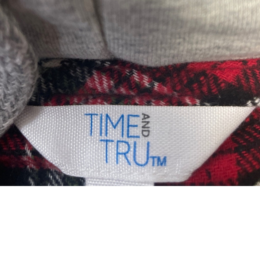 New Hand Printed Womens Medium Hangover Hoodie Long Sleeve Plaid Flannel Hoodie