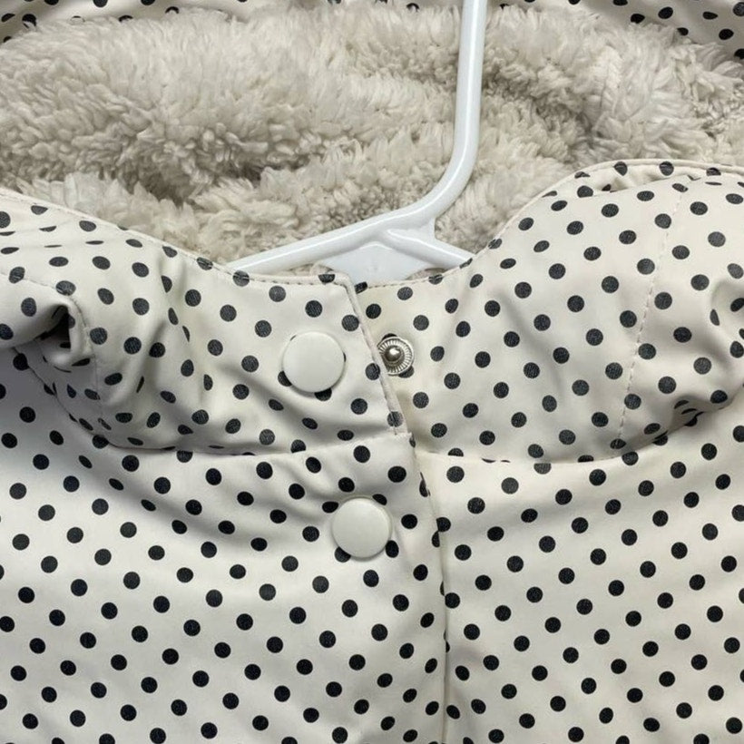 C&amp;C California Girls Small Faux Fur Lined Warm Hooded Snap Up Polka Dot Raincoat