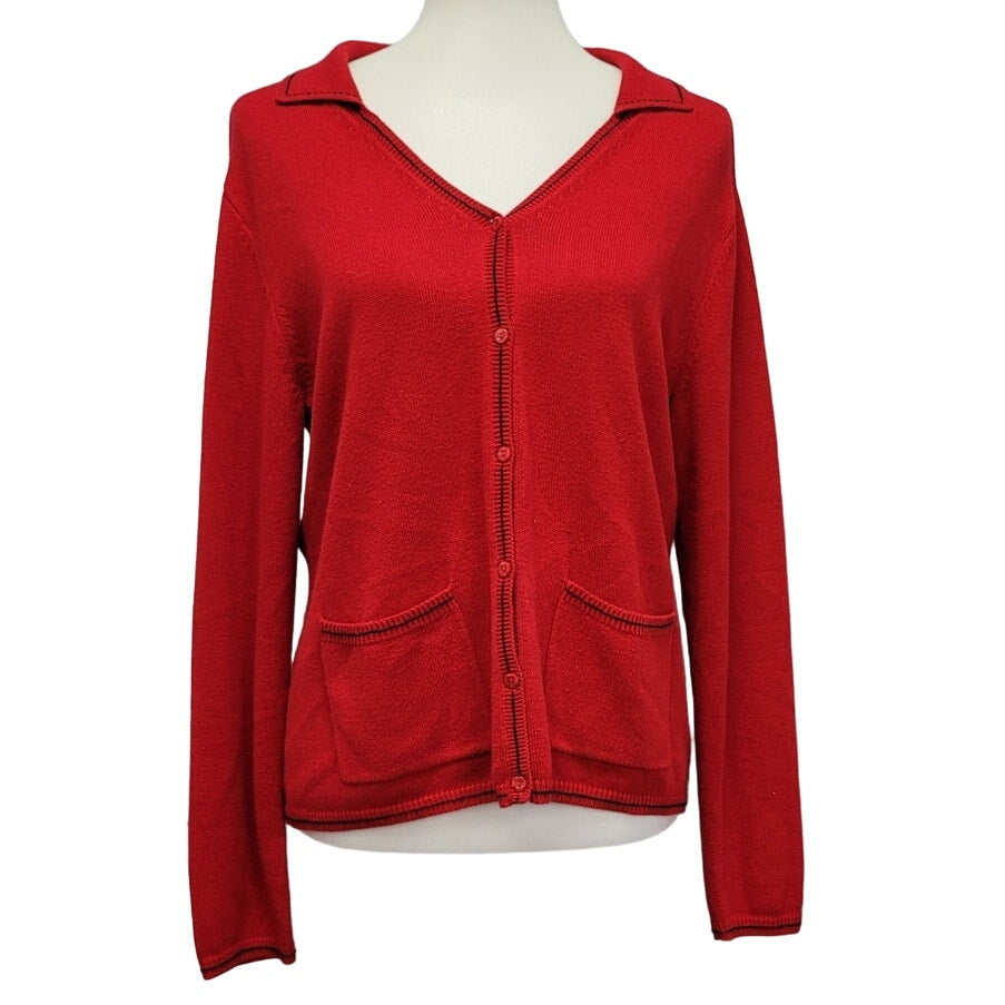 Emma James Womens Medium Acrylic Cotton Long Sleeve Button Up Cardigan Sweater