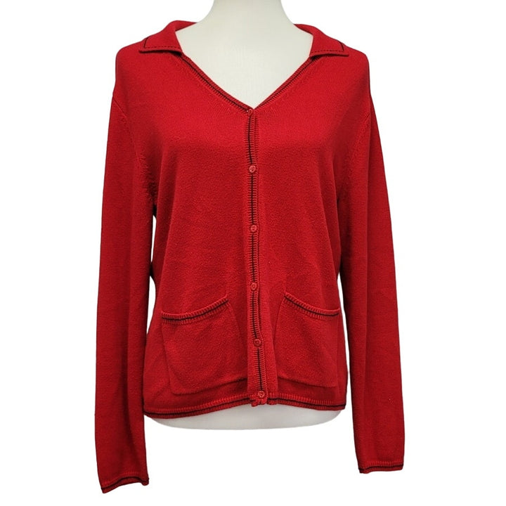 Emma James Womens Medium Acrylic Cotton Long Sleeve Button Up Cardigan Sweater