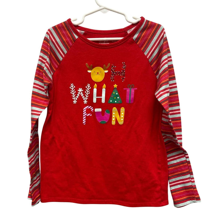Cat &amp; Jack Child Medium Oh What Fun Long Sleeve Polyester Christmas PJ Tee