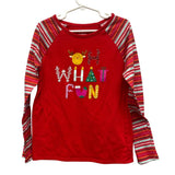 Cat & Jack Child Medium Oh What Fun Long Sleeve Polyester Christmas PJ Tee