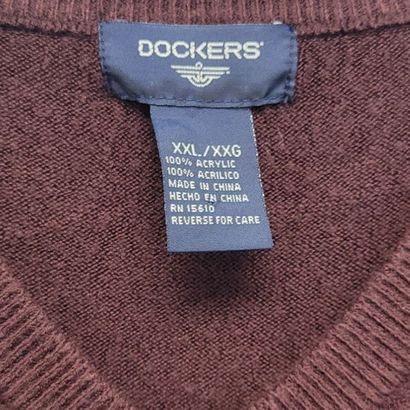 Dockers Mens XXL 100% Acrylic V Neck Sleeveless Knit Sweater Vest