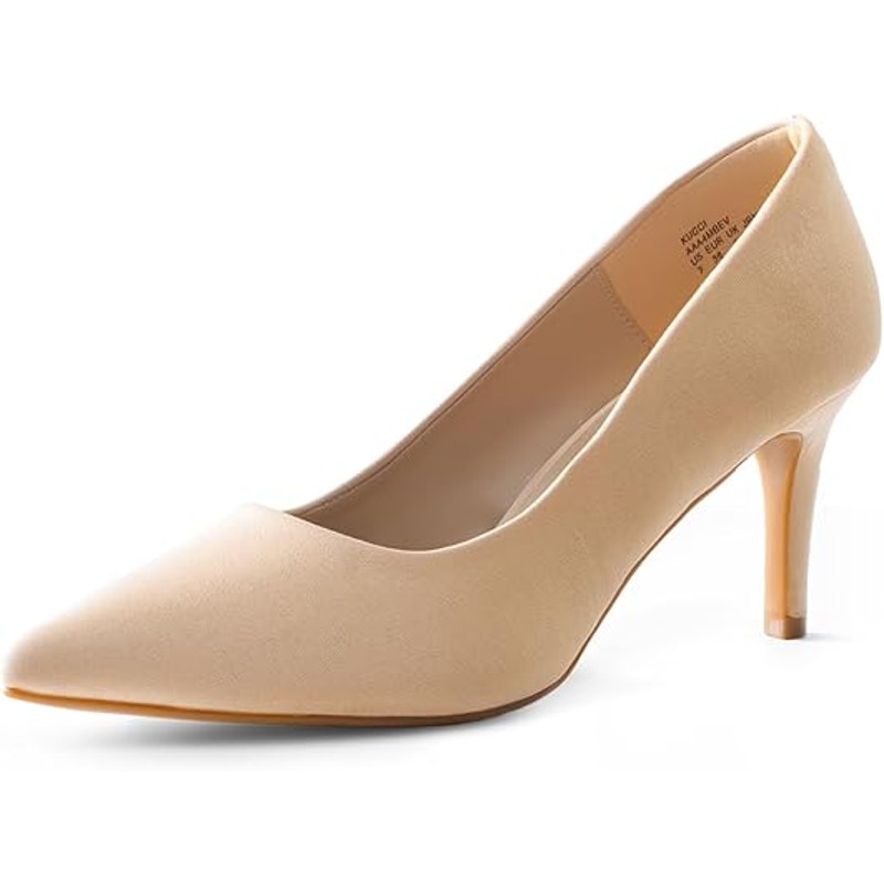 Dream Pairs Womens Size 5 Tan Faux Suede Pointy Toe Slide On 3" Heel Pumps Shoes