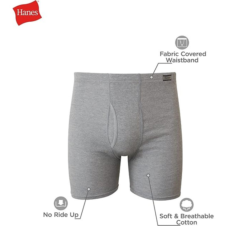 New Hanes 6 Pack Men Medium Blue Gray Black Moisture Wicking Cotton Boxer Briefs