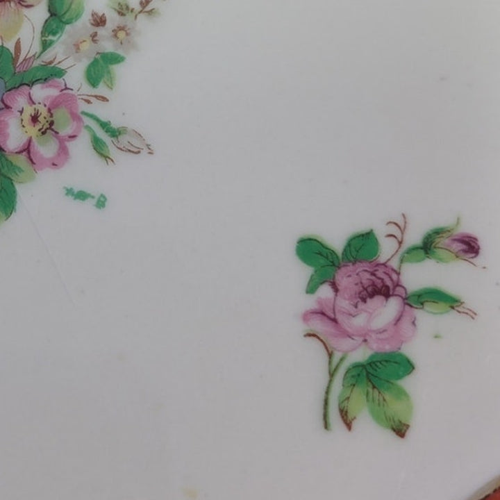 Vintage Made In Japan Floral Fine China Roses Blue Flower Bouquet Handle Dish