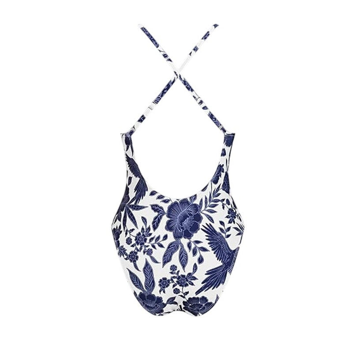 New Cupshe Womens Small Floral Plunge Neck Crisscross Strap One Piece Swimsuit