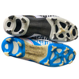 Welrung Men 12 Blue White Lace Up Athletic Non Slip Long Stud Soccer Cleat Shoes