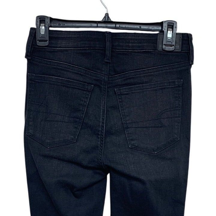 New American Eagle Womens Size 4 Black High Rise Distressed Knees Denim Jeggings