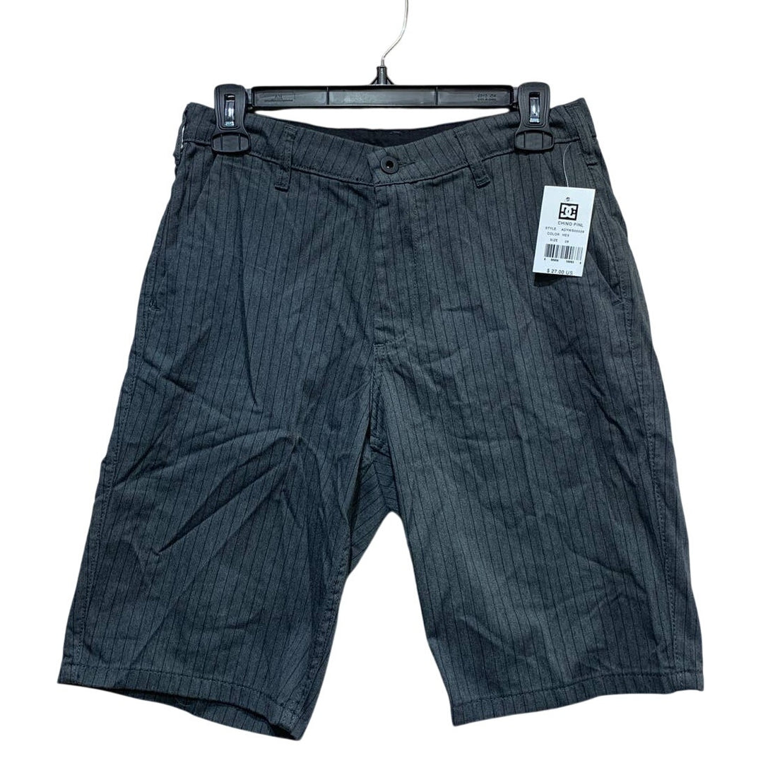 New DC Shoes Size 28 Black on Gray Pinstripe Chino Long Board Shorts w Pockets