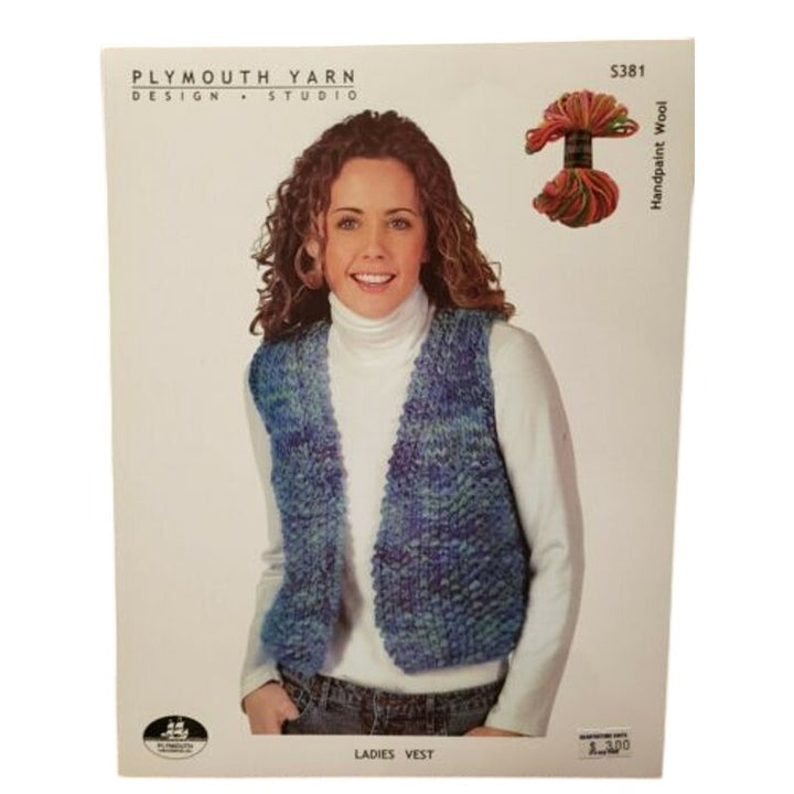 New Plymouth Yarn S381 Handpaint Wool Ladies Vest Sweater Knitting Pattern