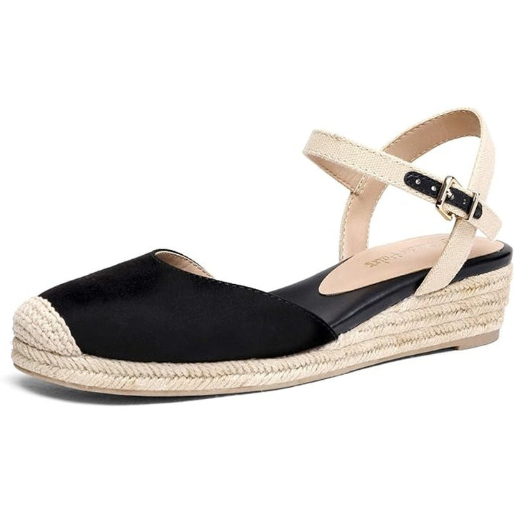 Dream Pairs Womens Size 10 Black Closed Toe Espadrille Ankle Strap Sandals Shoes