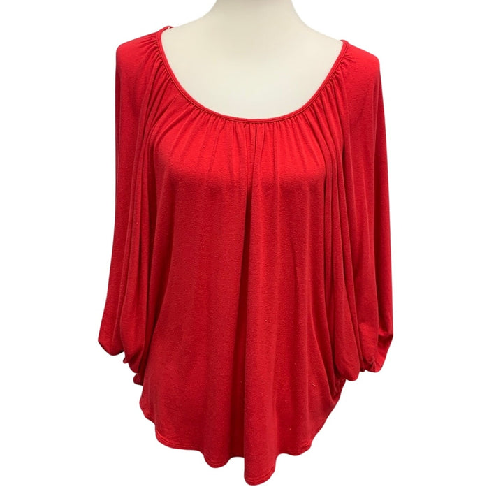 James &amp; Joy Womens Medium Elastic Wrist Long Sleeve Flowy Scoop Neck Top Blouse