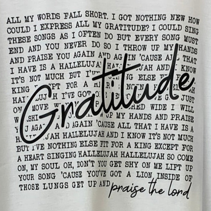 New Hand Printed Mens 2XL White Gratitude Bible Quote Short Sleeve Athletic Tee