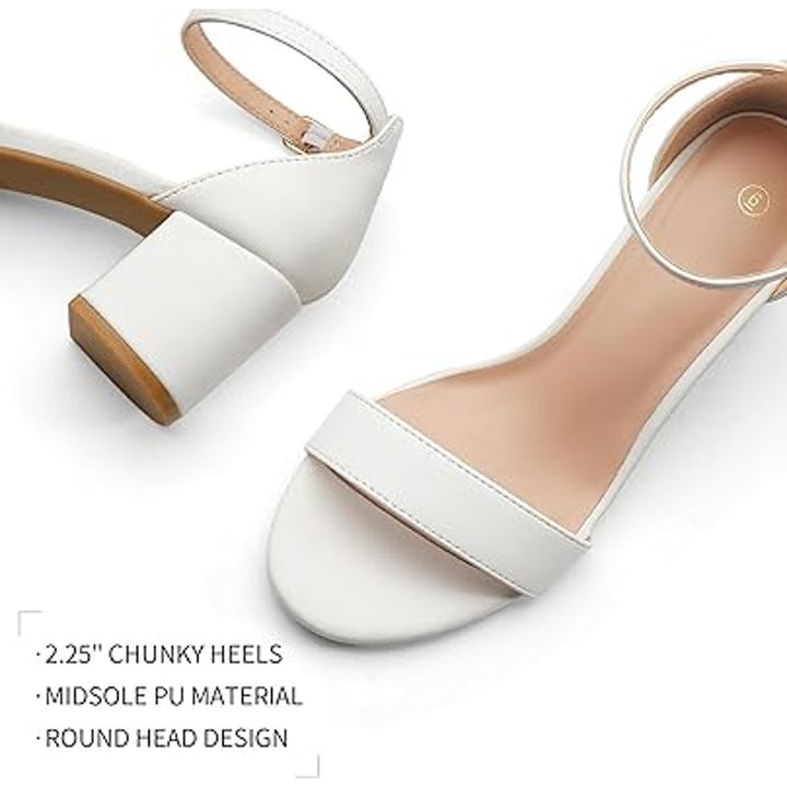 New Mysoft Womens 9W Wide Open Toe 2.5" Chunky Heel Ankle Strap Wedding Shoes