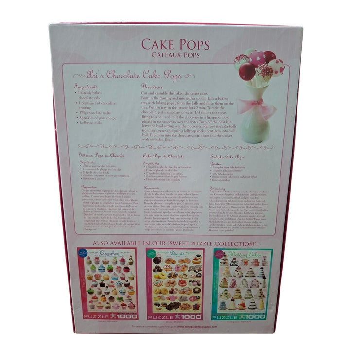 Eurographics Puzzle Cake Pops Dessert 1000 Piece Jigsaw Puzzle w Recipe
