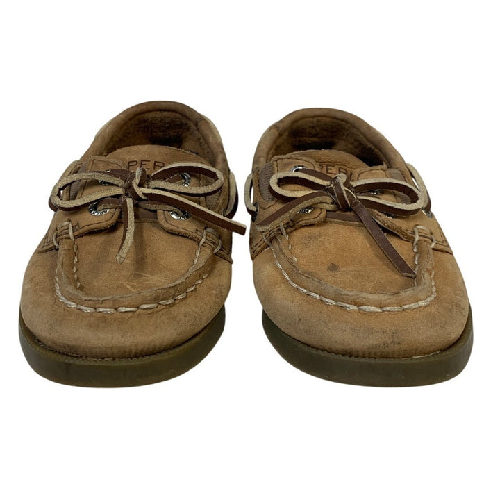 Sperry Topsider Toddler Boys Size 8 Tan Leather Slide On Boat Comfort Shoes