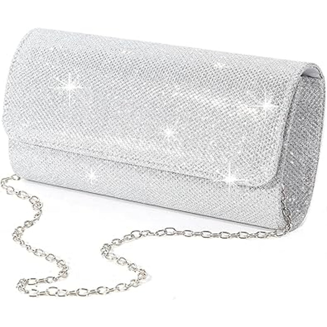 LovyoCoCo Womens Silver Evening Bag Clutch Purses Sparkling Party Handbag