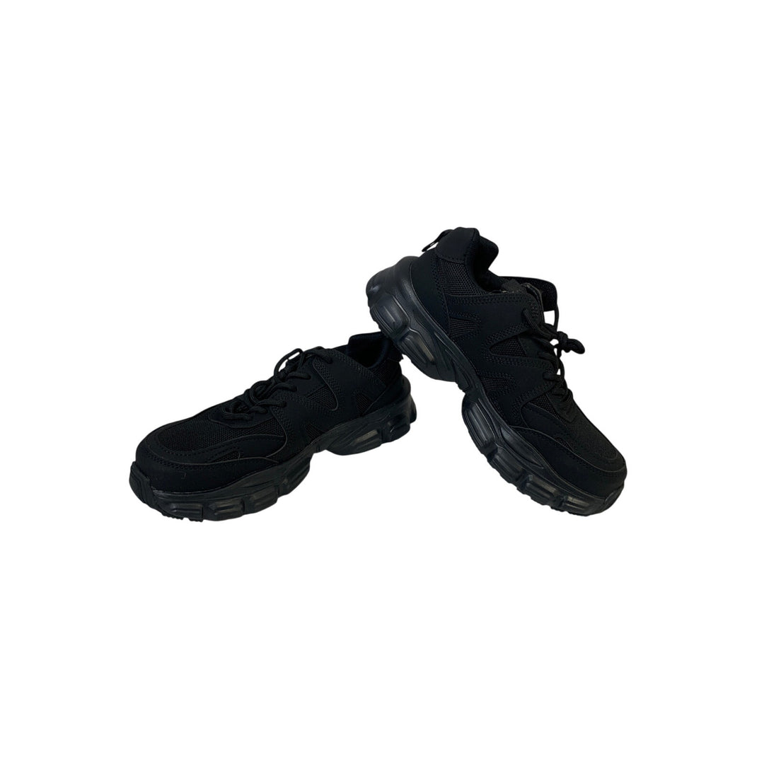 Mens Size 7 Black Sneakers Lace Up Slip On Closed Round Toe Tennis Shoes