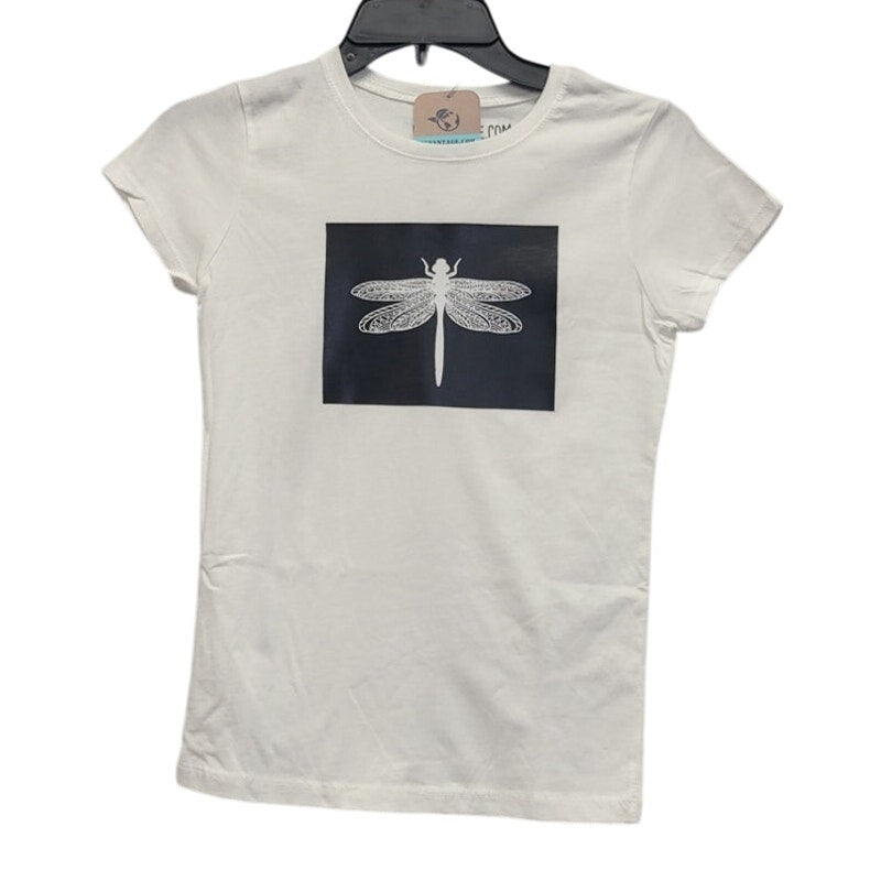 New Hand Printed Upcycled Child Large Dragonfly Short Sleeve 100% Cotton Tee