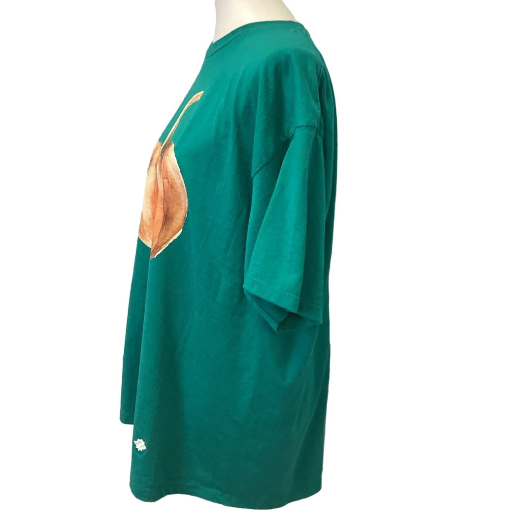 Hand Printed Large Upcycled Short Sleeve Giant Fall Pumpkin PolyCotton Tee Shirt
