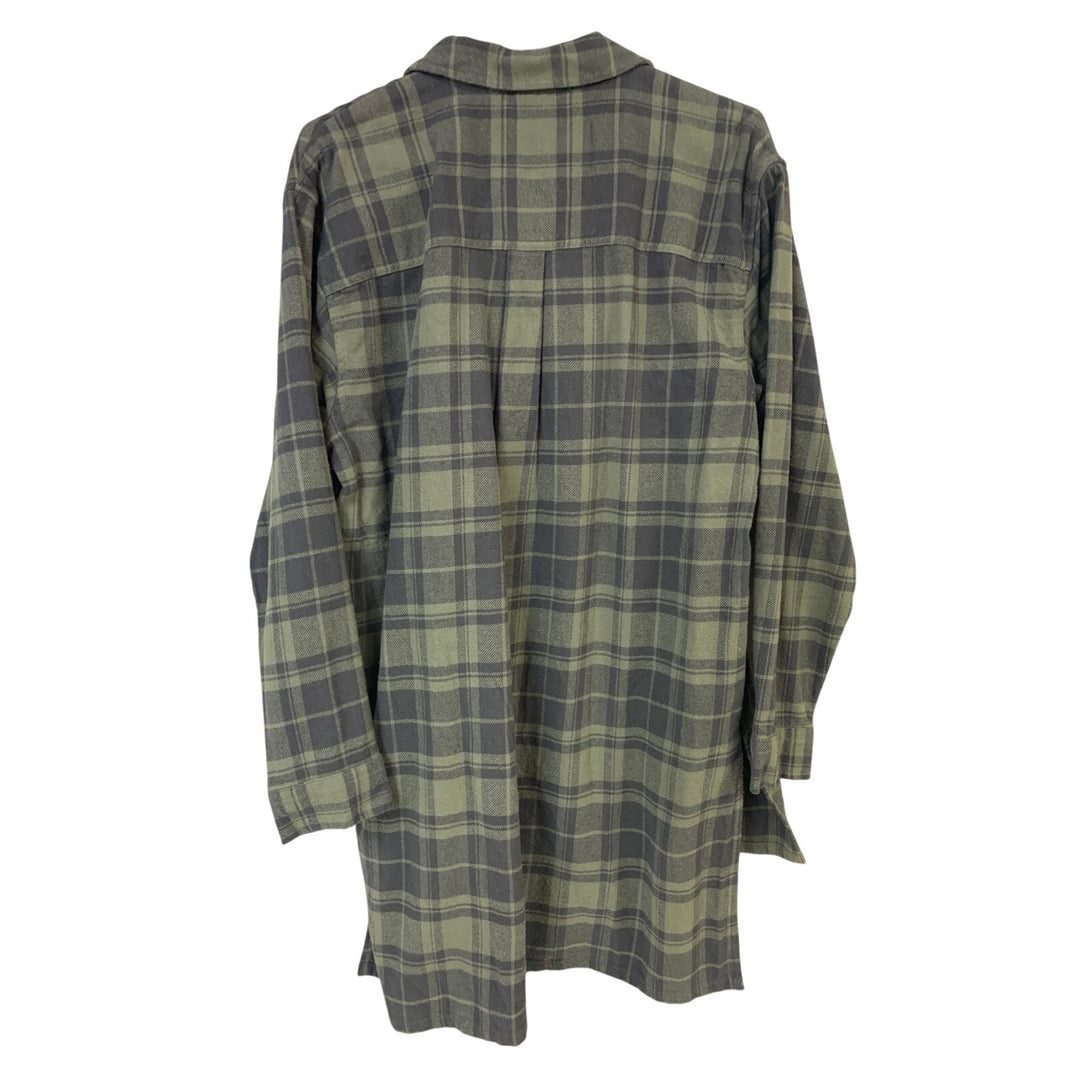 New Eddie Bauer Womens Small Green Ballard Exaggerated Tunic Button Up Shirt