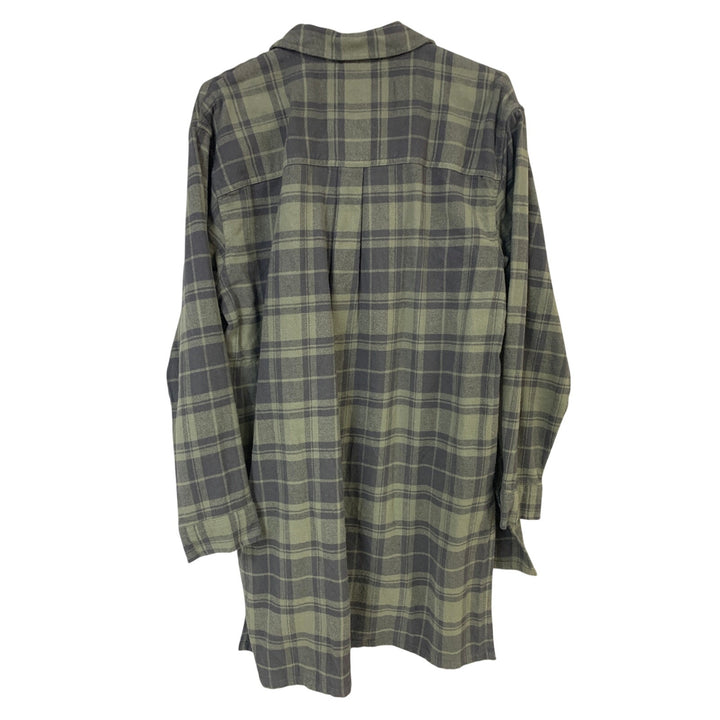 New Eddie Bauer Womens Small Green Ballard Exaggerated Tunic Button Up Shirt