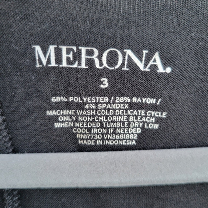 NWT New Merona Womens Size 3X Grey Ebony Color Block 3/4 Sleeve Blouse Top
