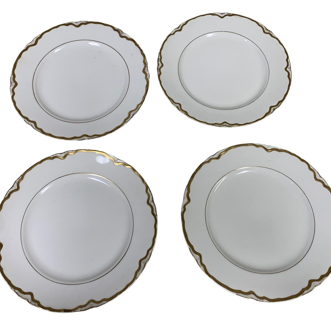 Vintage 1929 Pope-Gosser Sepia Gold Trimmed Ceramic China Dinner Plates w Lid