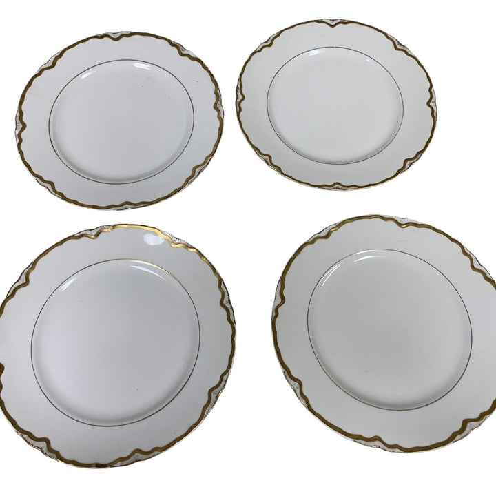 Vintage 1929 Pope-Gosser Sepia Gold Trimmed Ceramic China Dinner Plates w Lid