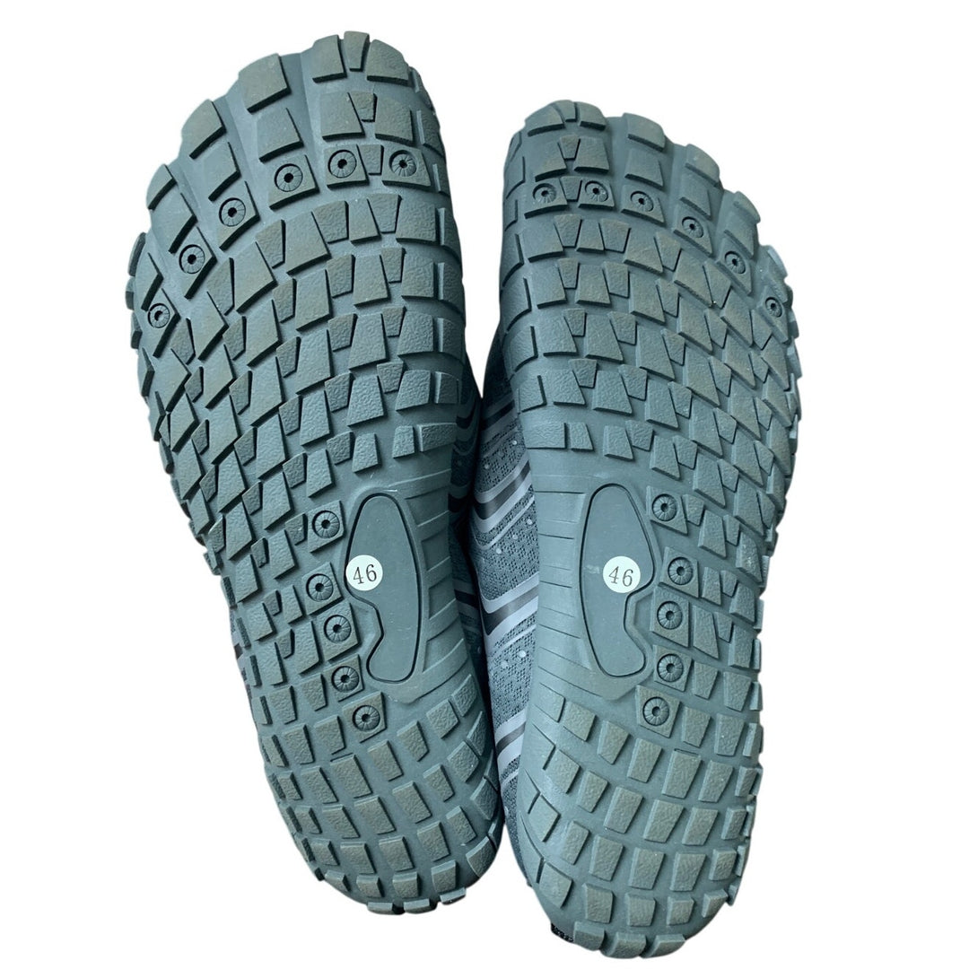 Ubfen Mens Size 13 Gray Elastic Lace Up Non Slip Quick Dry Barefoot Water Shoes
