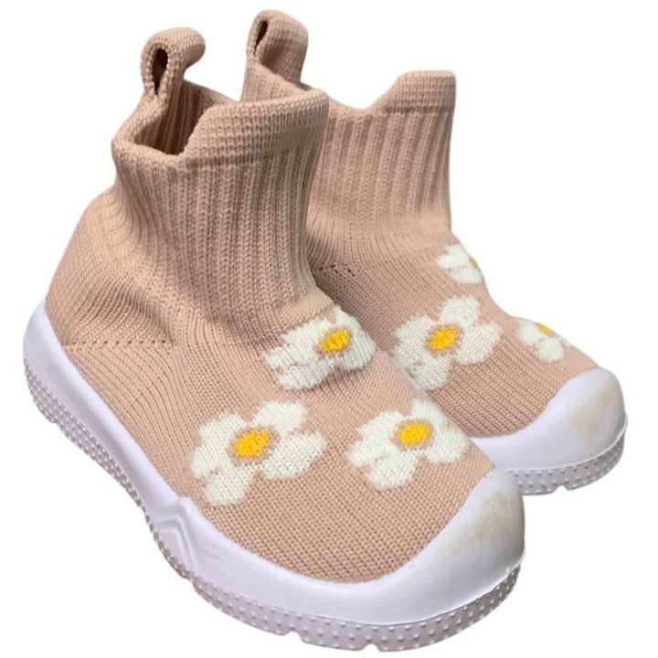 Morendl Infant Baby Size 9-12 Months Pink Floral Round Toe Non Slip Sock Shoes