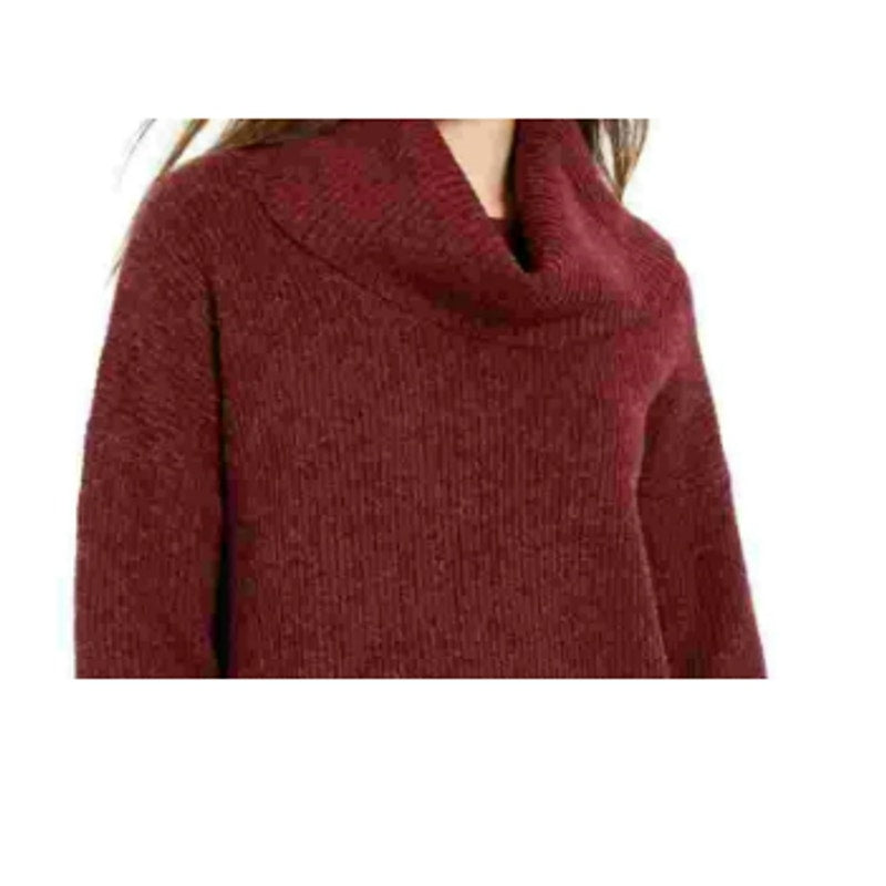 NWT New Hippie Rose Juniors Small Wine Red Turtleneck Polyester Tunic Sweater