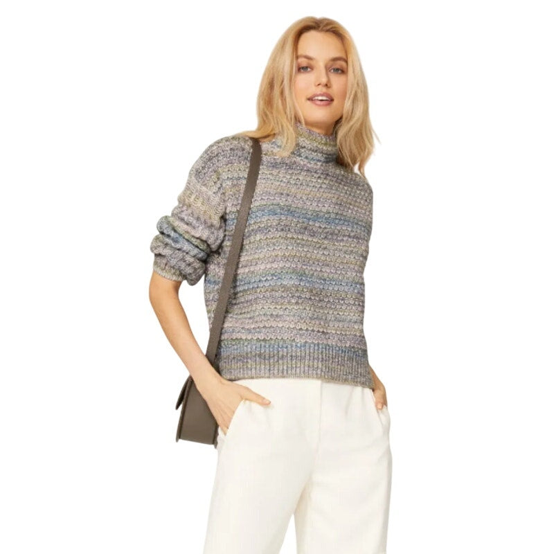 Club Monaco Womens Small Pastel Space Dye Long Sleeve Mock Neck Knit Sweater