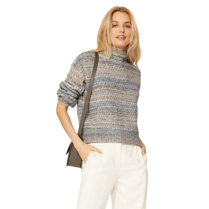 Club Monaco Womens Small Pastel Space Dye Long Sleeve Mock Neck Knit Sweater