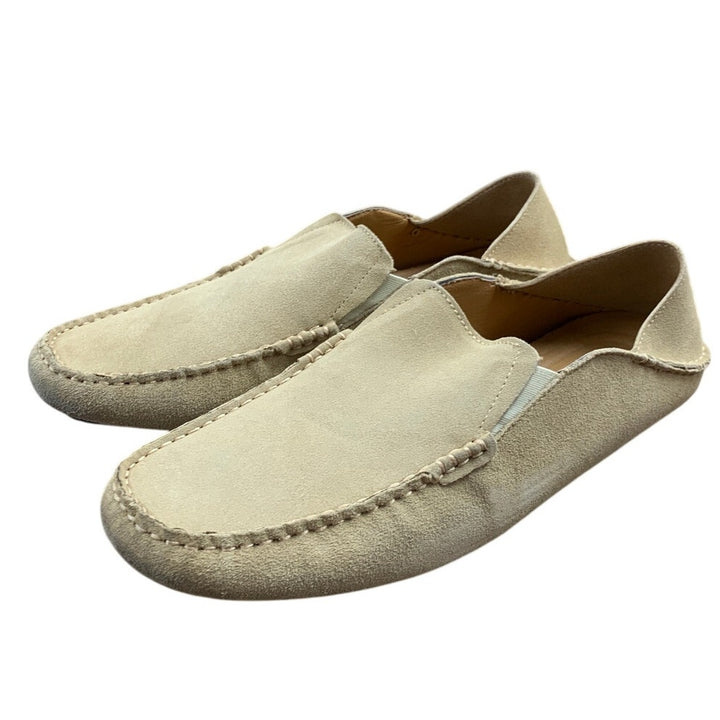 Go Tour Mens Size 11.5 Tan Faux Suede Slide On Anti-Slip Slippers Driving Shoes