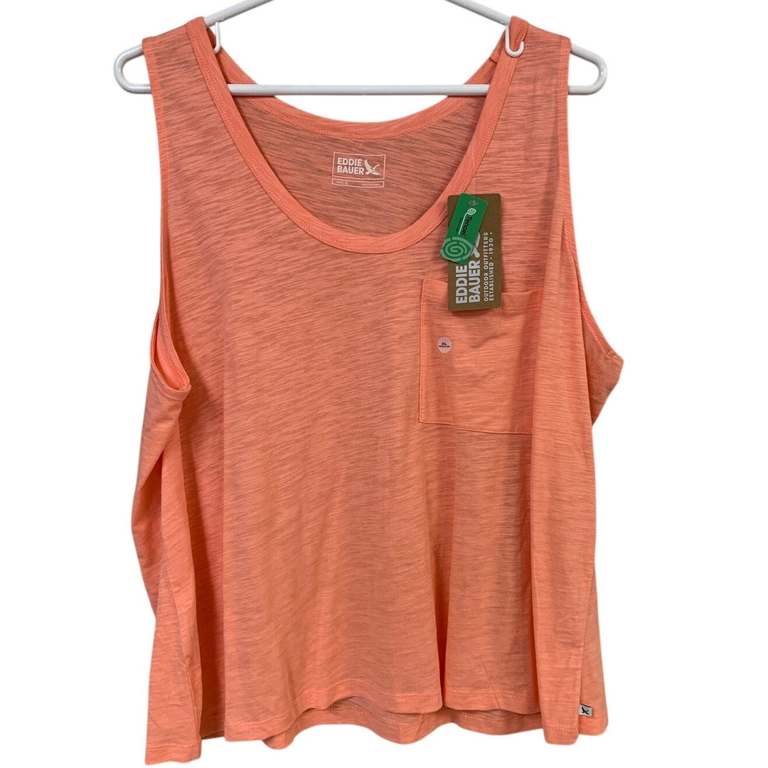 Lot of 2 New Eddie Bauer Womens XL Gatecheck Pocket Sleeveless Tempo Tank Tops