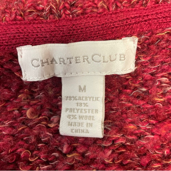 Charter Club Womens Medium Wool Blend Button Up Long Sleeve Cardigan Sweater