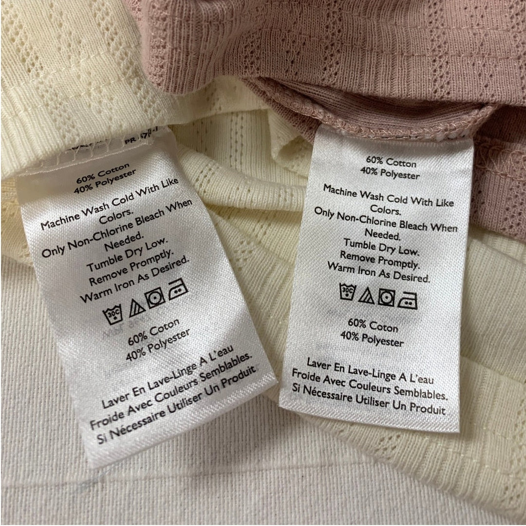 2 New Eddie Bauer Womens Large Perfect Pointelle Long Sleeve Tee Shirts
