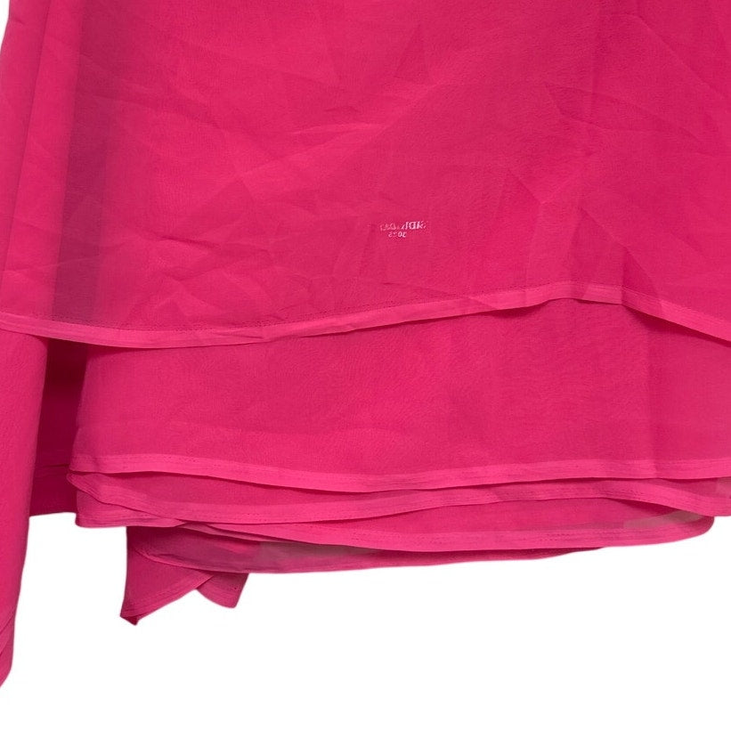 Sidhidata Womens 6 Yards Neon Pink Sheer Plain Pure Georgette Uncut Saree