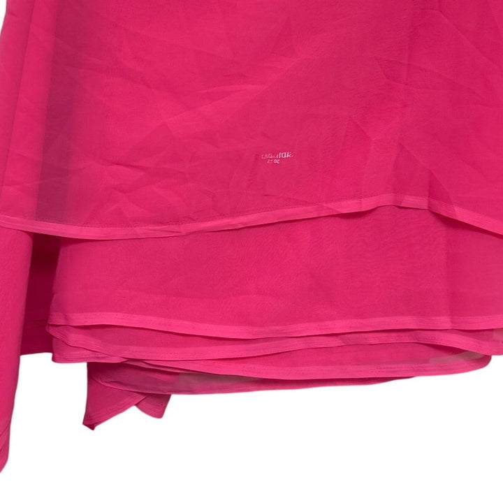 Sidhidata Womens 6 Yards Neon Pink Sheer Plain Pure Georgette Uncut Saree