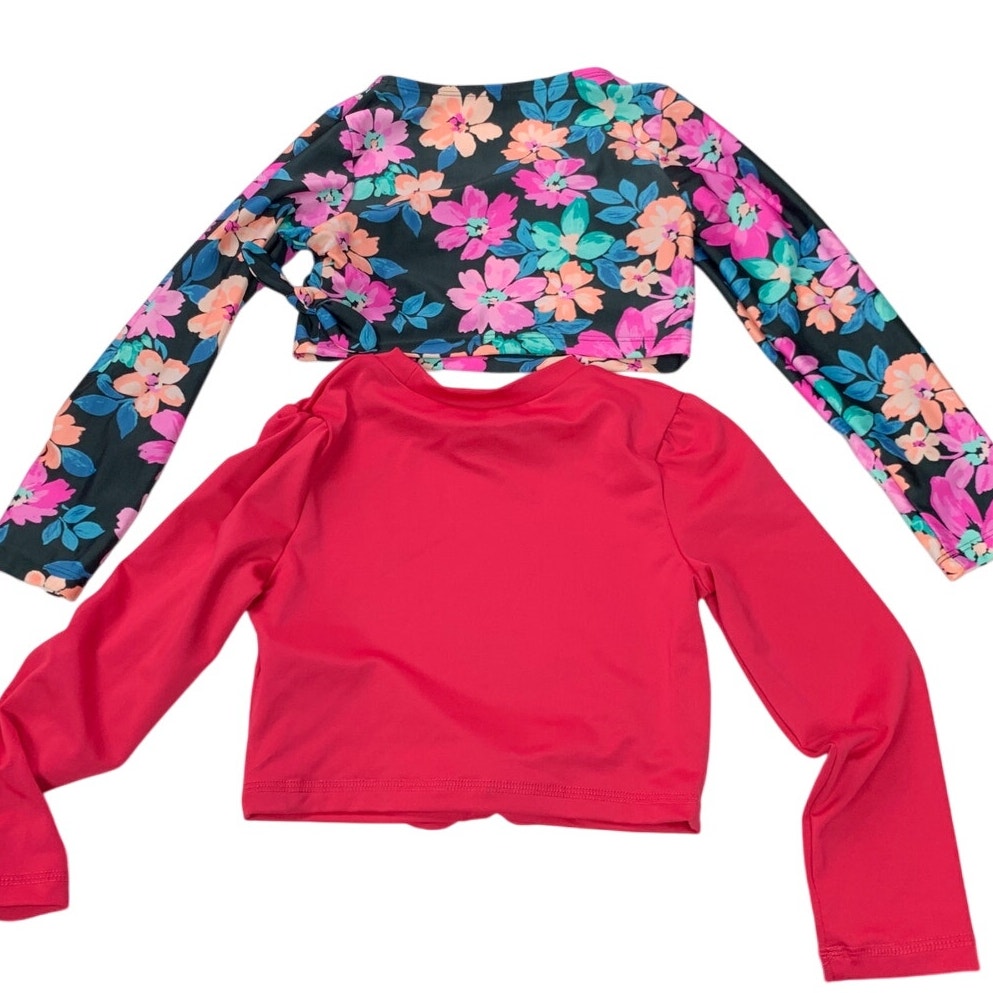 Lot of 4 Art Class Cat &amp; Jack Girls XS Long Sleeve &amp; Bikini Swim Tops ONLY