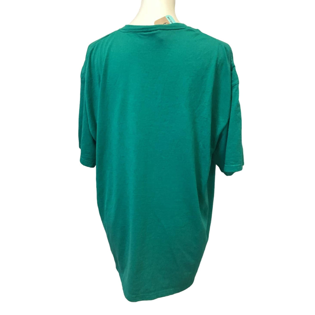 Hand Printed Large Upcycled Short Sleeve Giant Fall Pumpkin PolyCotton Tee Shirt