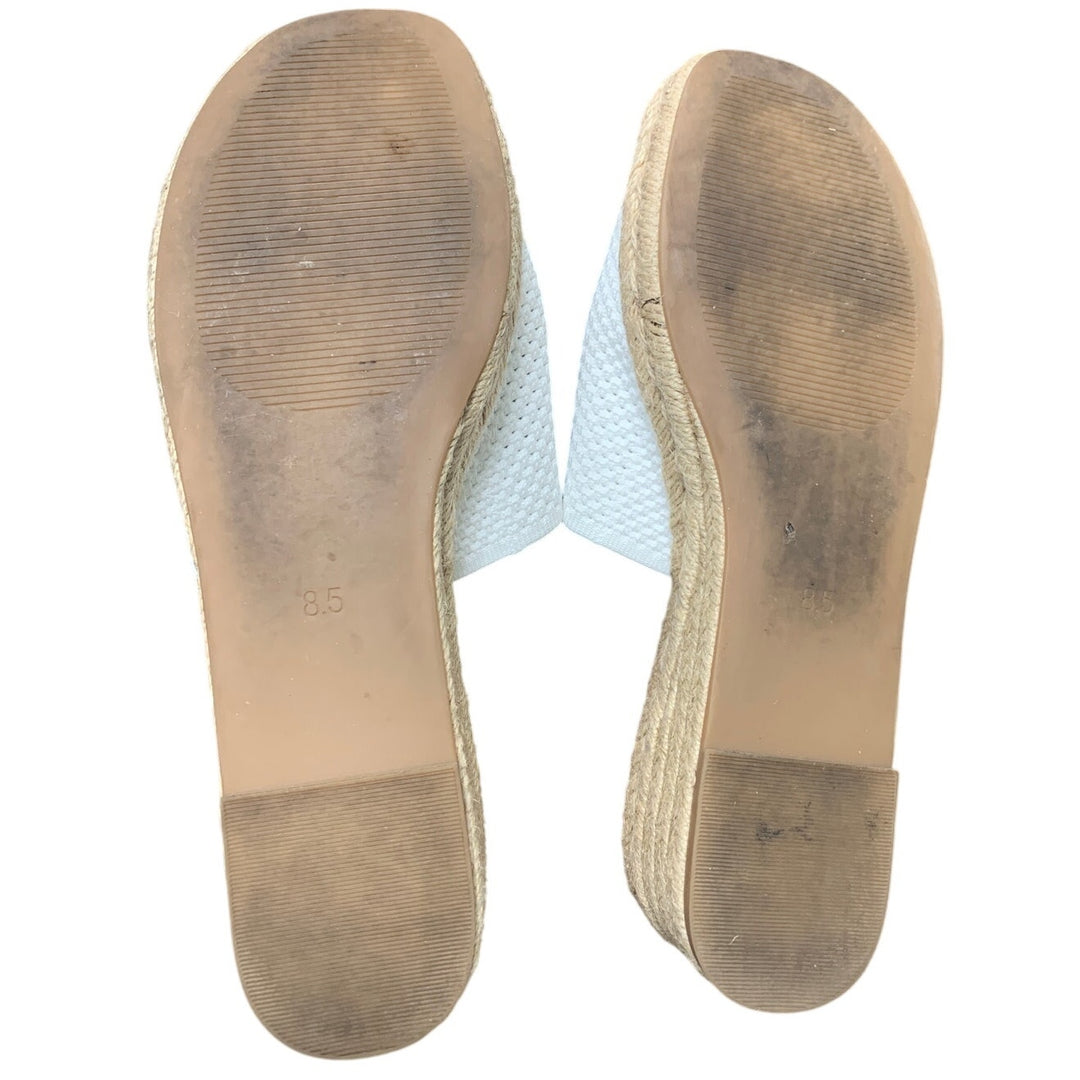 Arromic Womens Size 8.5 White Mesh Tan Wedge Platform Espadrille 2" Heel Sandals