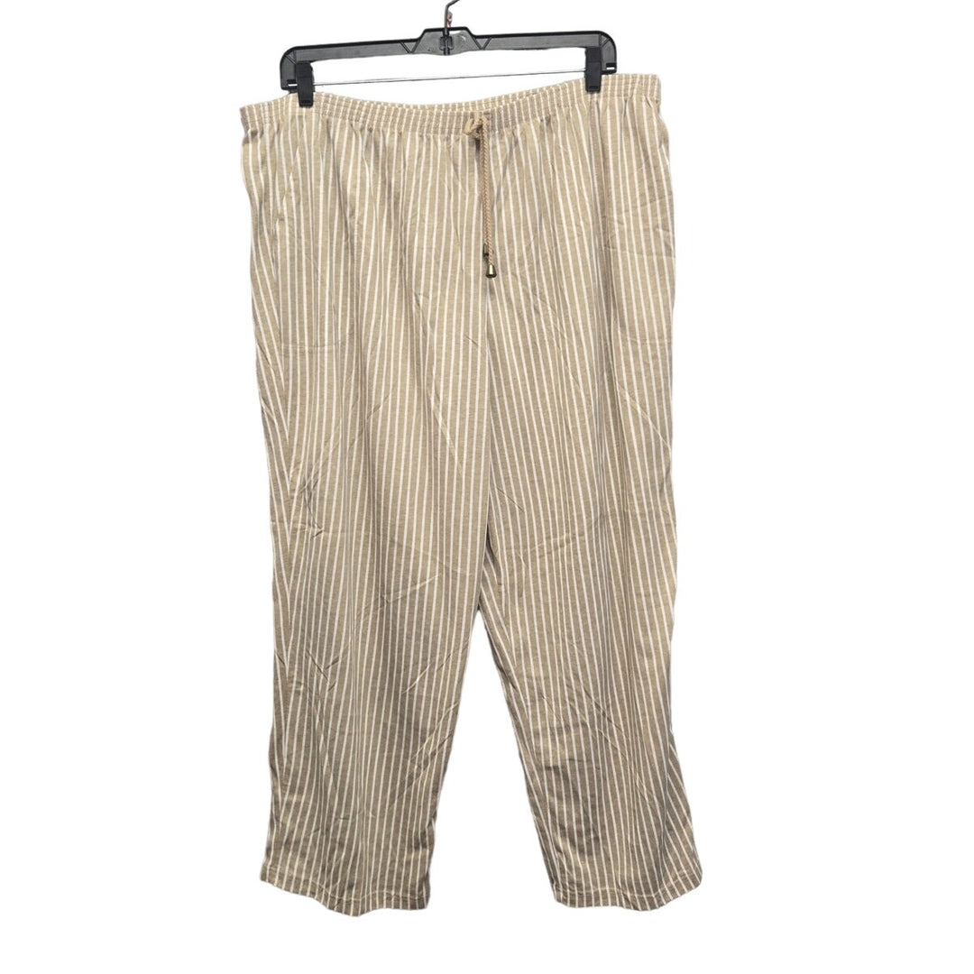 Roamans Womens J4 4X Pin Striped PolyCotton Pockets Pull on Casual Pants