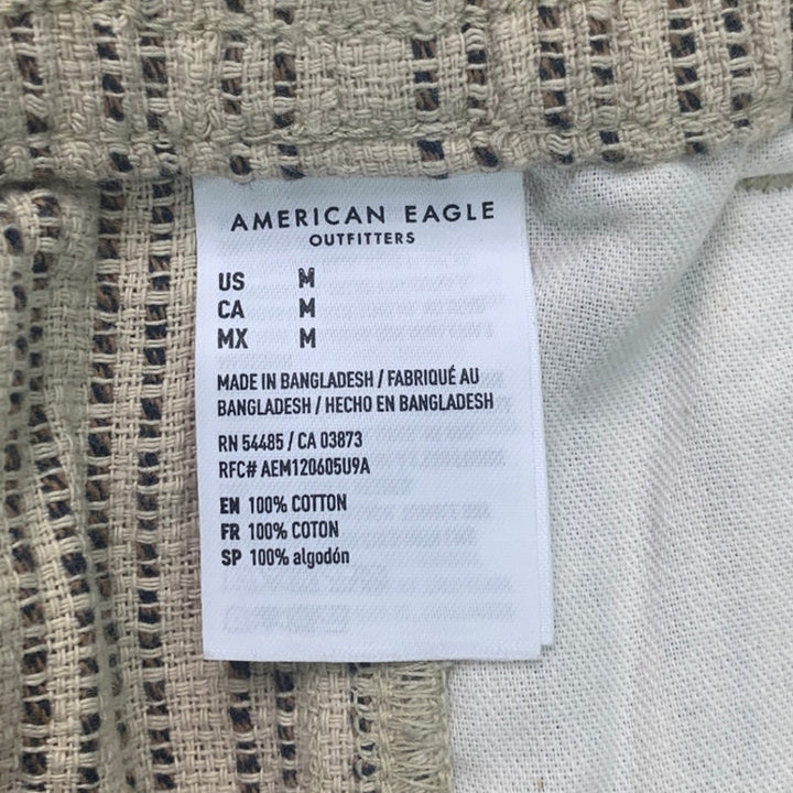 New American Eagle Mens Medium Dune Khaki Striped 5" Lived-In Trekker Shorts