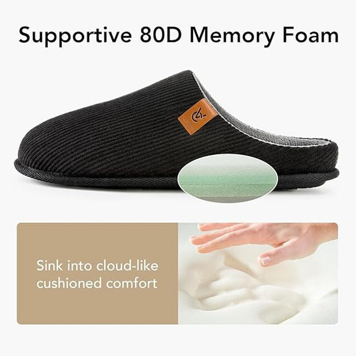 NWT New VeraCosy Mens 11-12 Black Slippers Round Closed Toe Slip On House Shoes