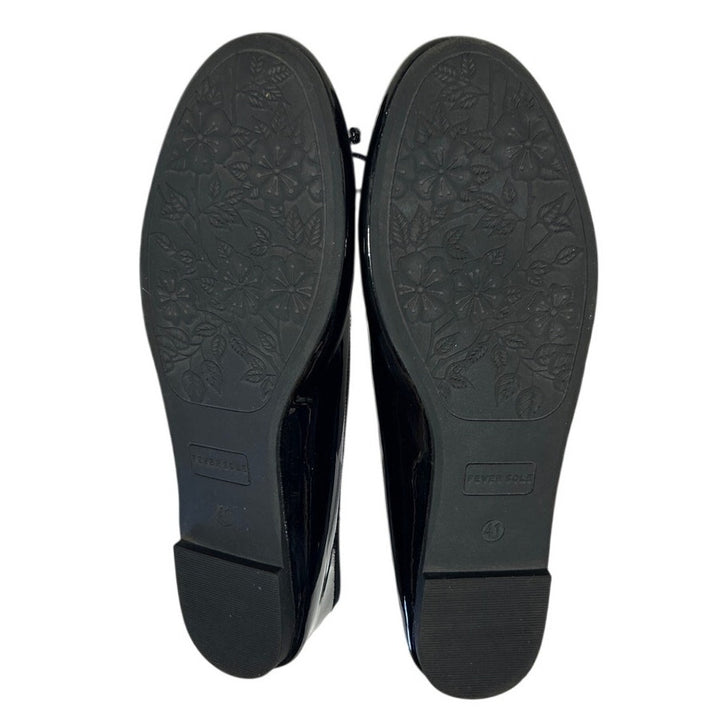 Fever Sole Womens Size 9.5 Black Flats Mini Bow Slip On Round Closed Toe Shoes