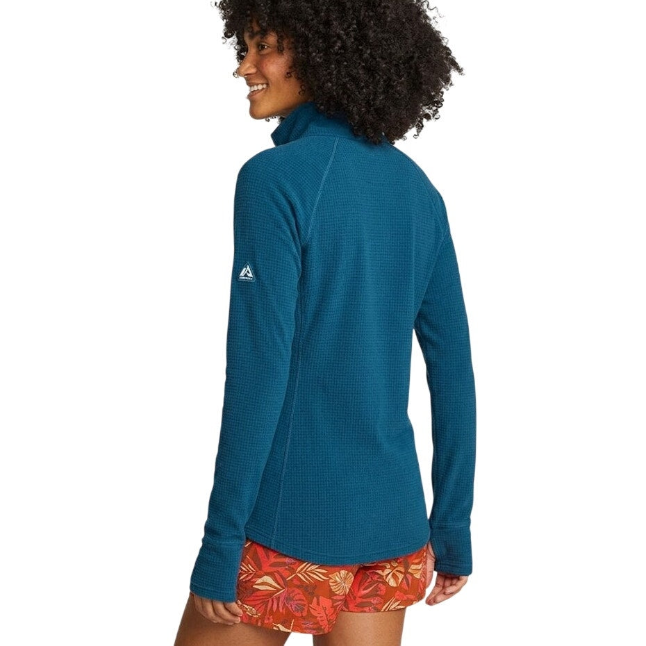 New Eddie Bauer Womens XS Sea Blue High Route Grid 1/4 Activewear Zip Shirt
